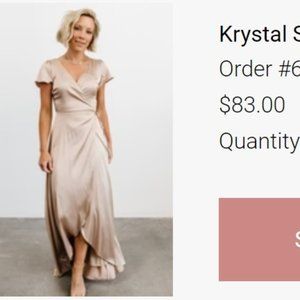 Lot of 3 Krystal Satin Wrap Gown in Champagne. 2-smalls and 1-XS
